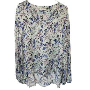 Womens 100% Silk Floral‎ Top XL Fairy Ethereal Romantic Feminine Elegant Career
